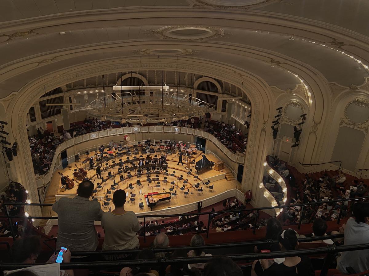 an orchestra viewed from above