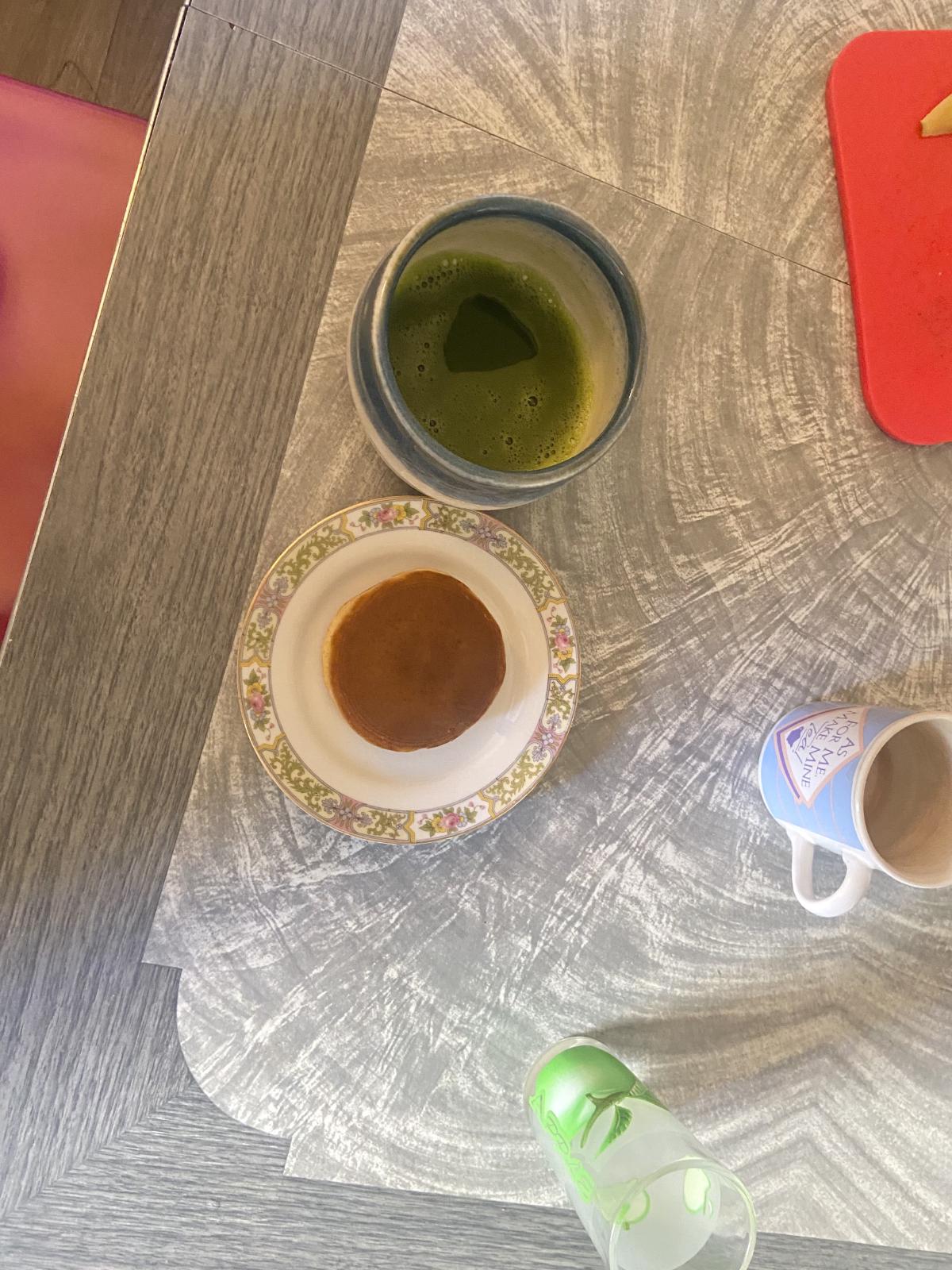 matcha and dorayaki at home